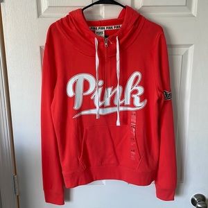 Victoria’s Secret PINK 1/2 zip hooded sweatshirt Large - NWT